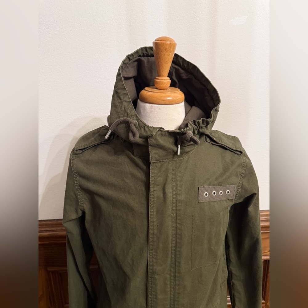 Pull & Bear Men’s Military Style Embroidered  West Blue Jacket Parka M - Picture 3 of 11